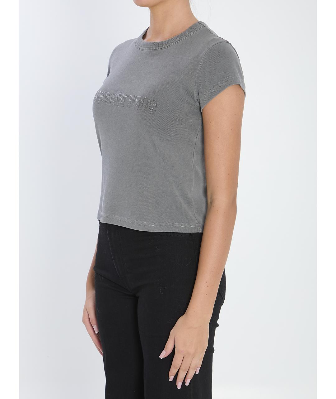 ALEXANDER WANG Серая хлопковая футболка, фото 2