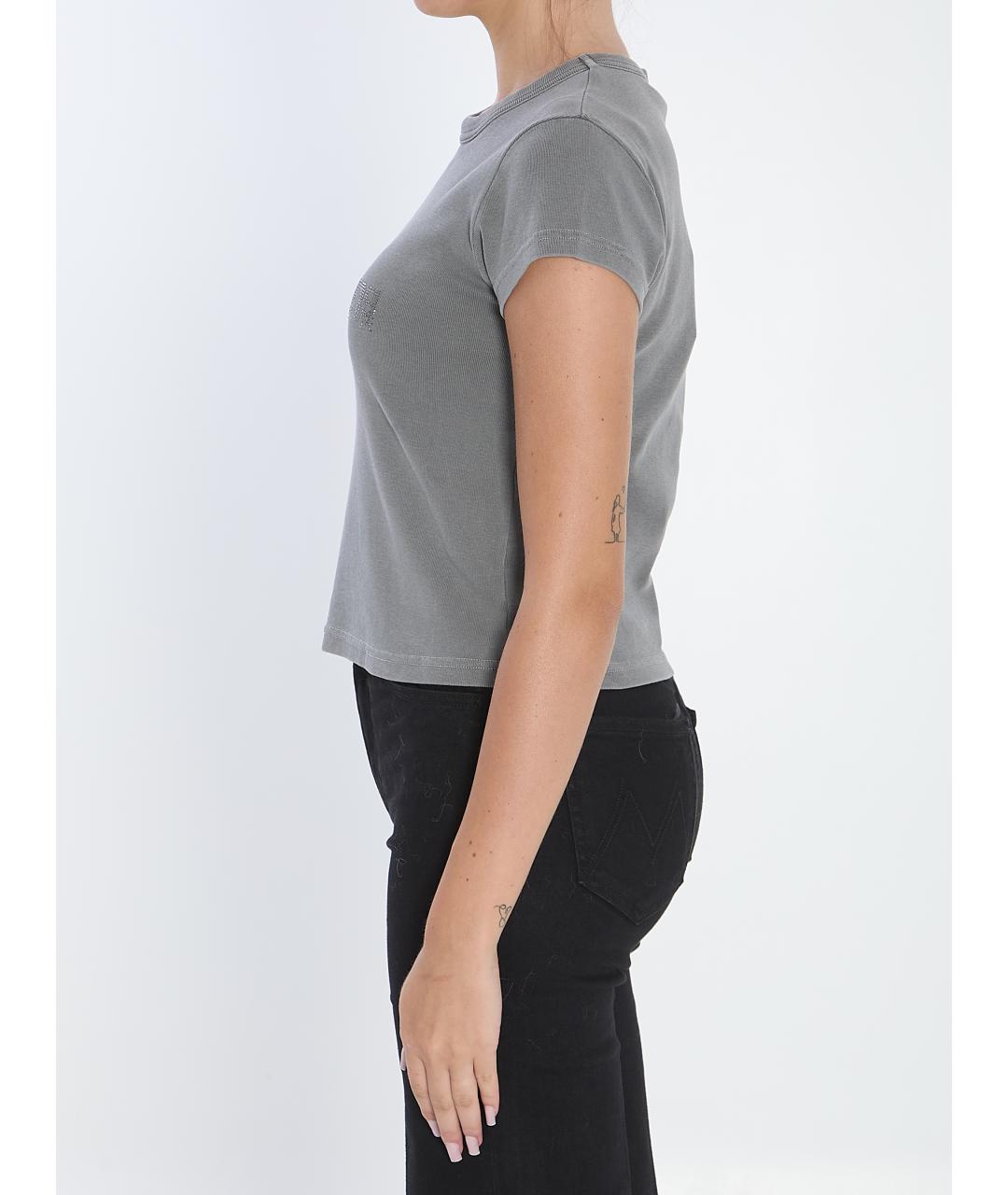 ALEXANDER WANG Серая хлопковая футболка, фото 3
