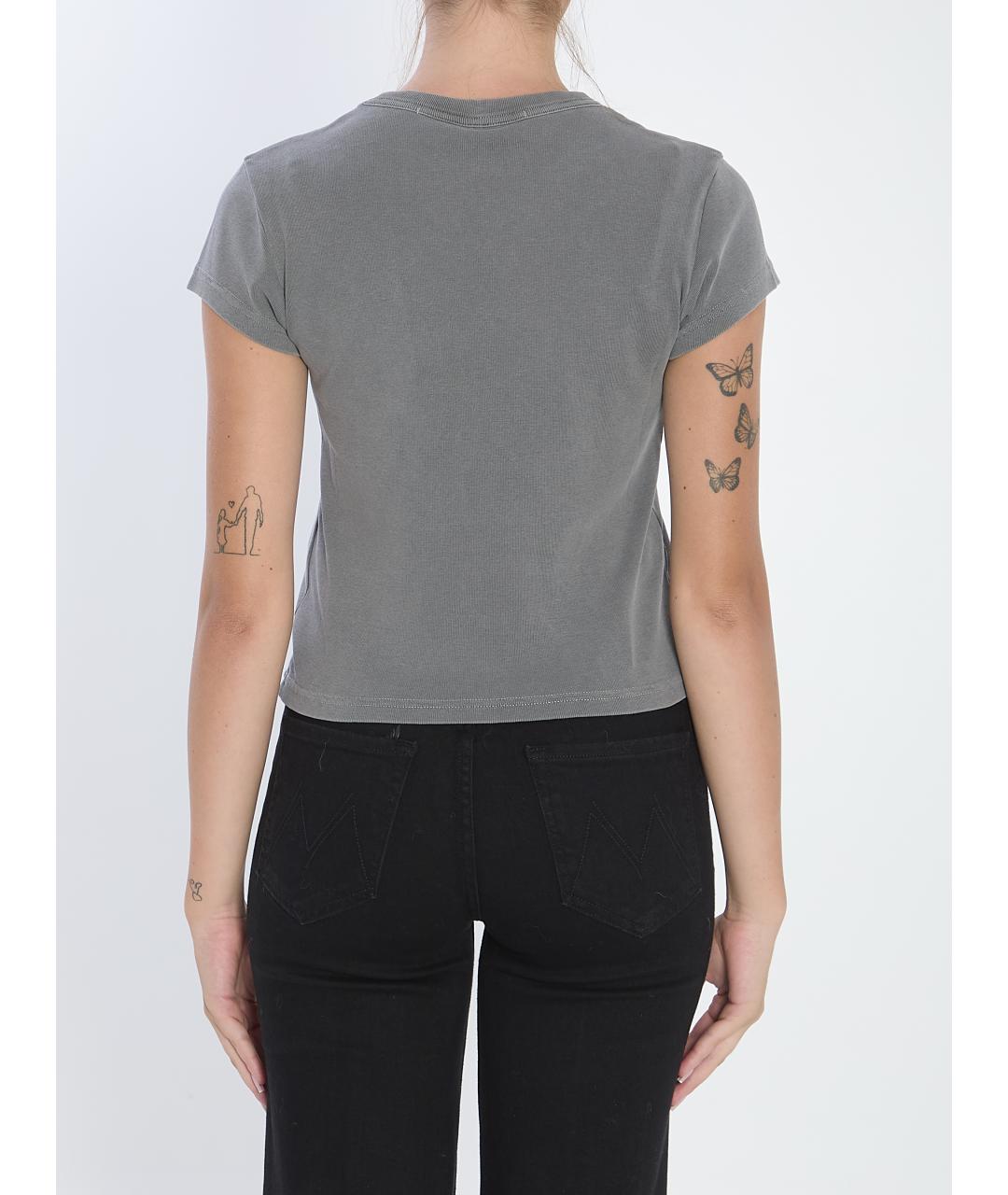 ALEXANDER WANG Серая хлопковая футболка, фото 4