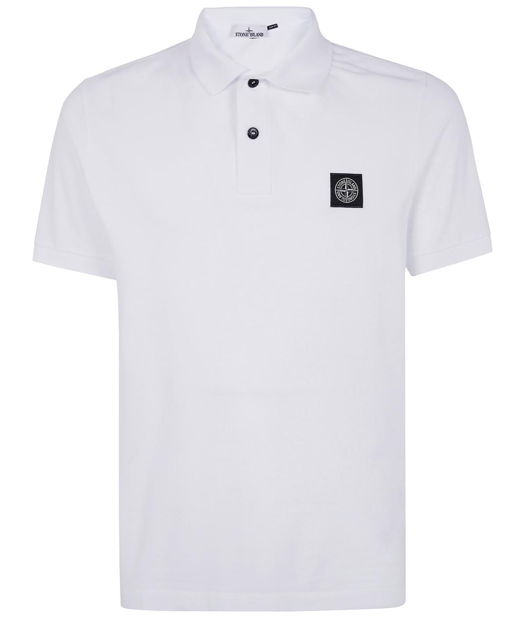 STONE ISLAND Белое хлопковое поло с коротким рукавом, фото 1