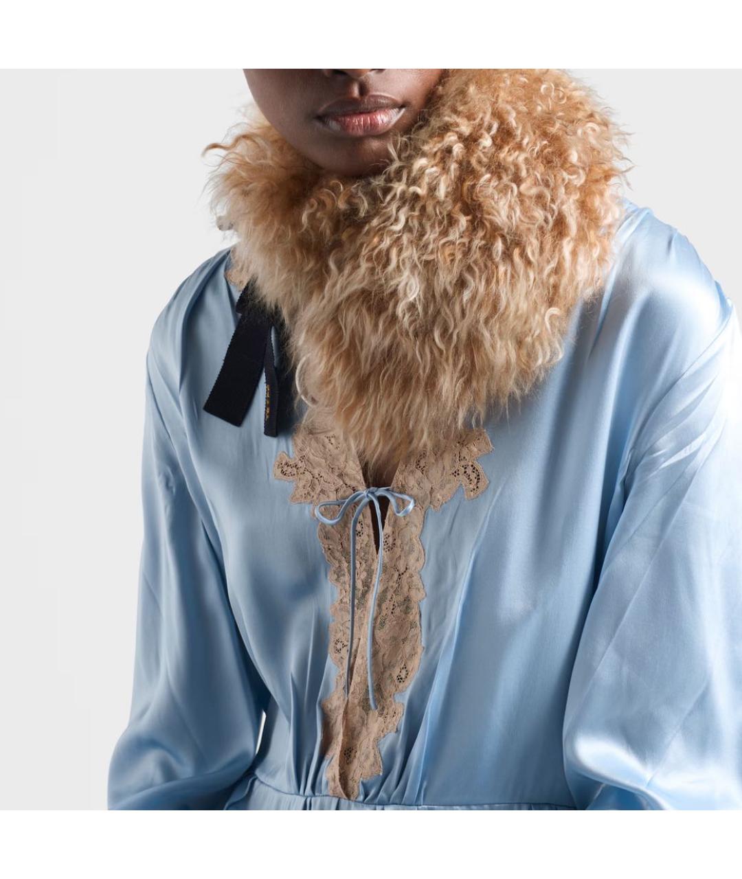 PRADA Голубое шелковое повседневное платье, фото 3
