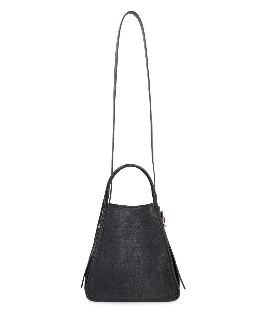LONGCHAMP Черная кожаная сумка с короткими ручками, фото 5