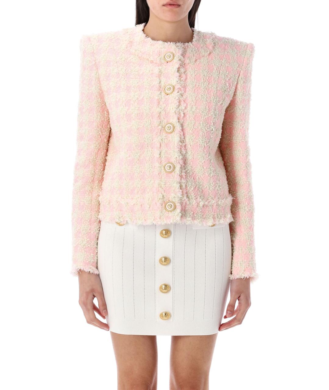 BALMAIN Розовый твидовый жакет/пиджак, фото 2
