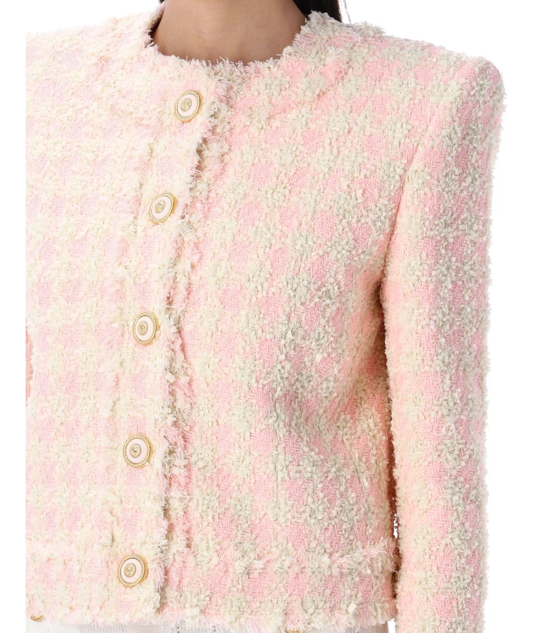 BALMAIN Розовый твидовый жакет/пиджак, фото 4