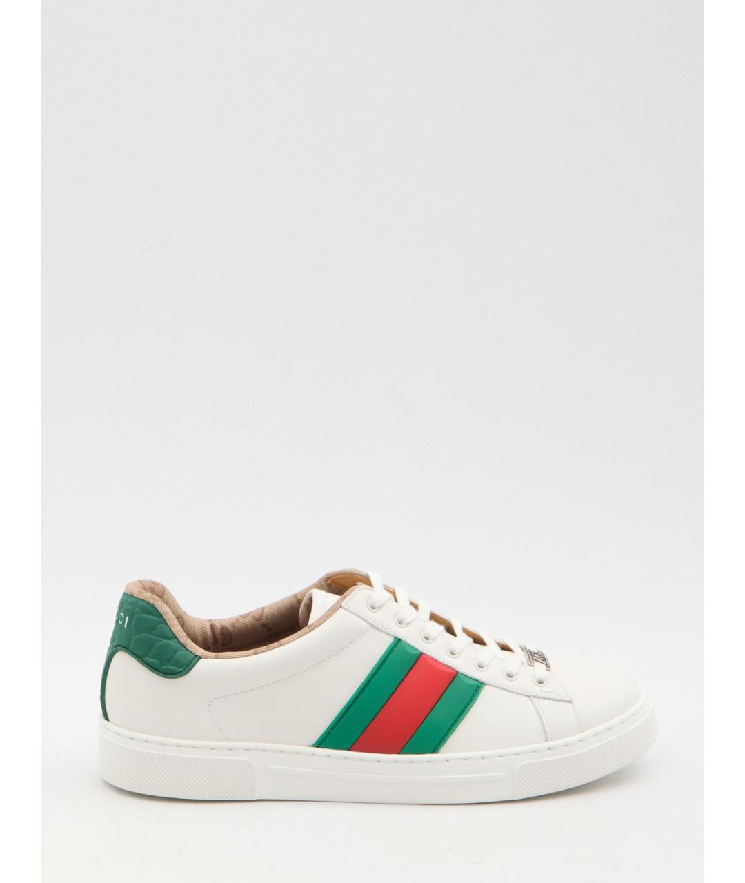 GUCCI Белые кожаные низкие кроссовки / кеды, фото 6