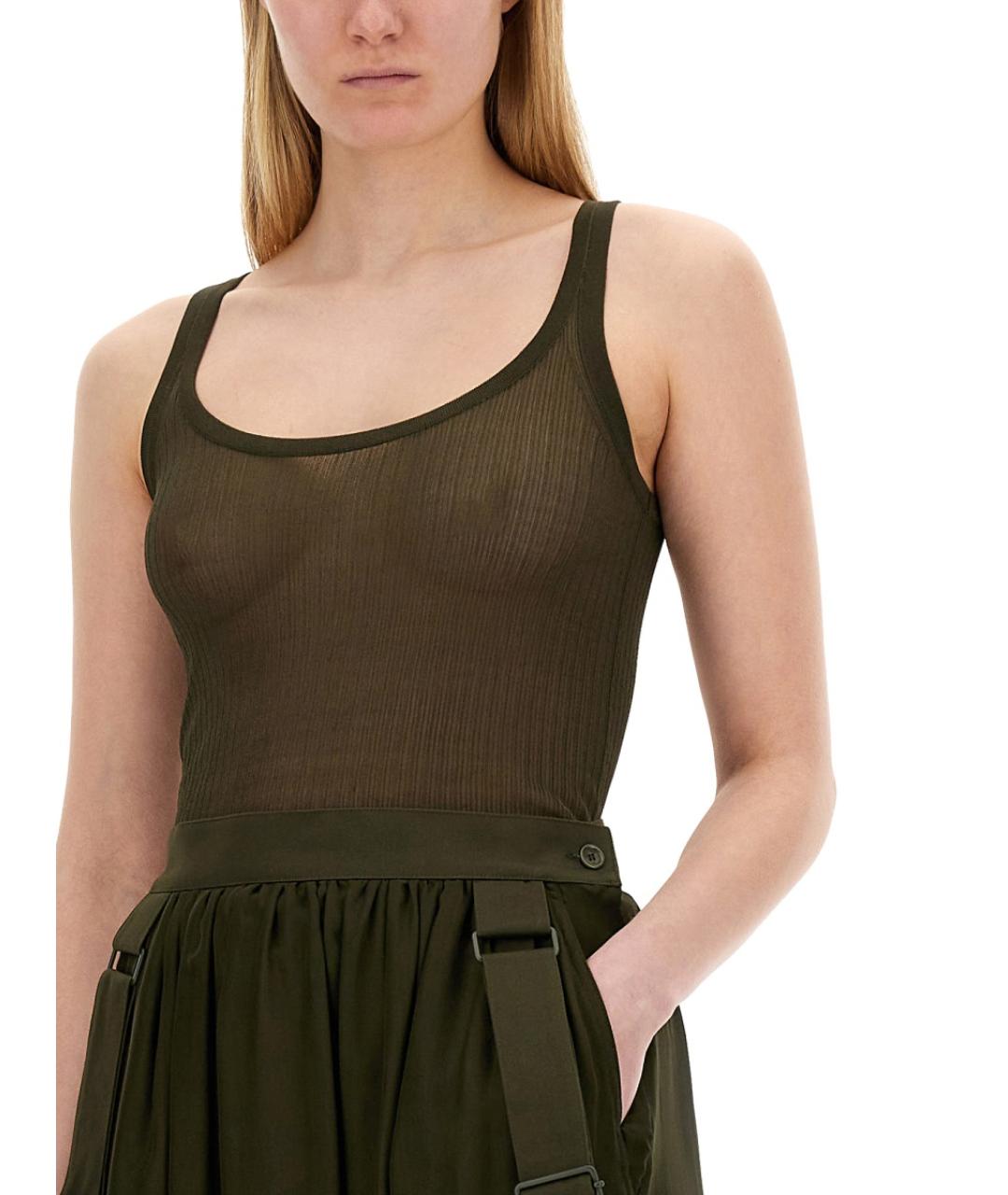 MAX MARA Зеленая шелковая майка, фото 4