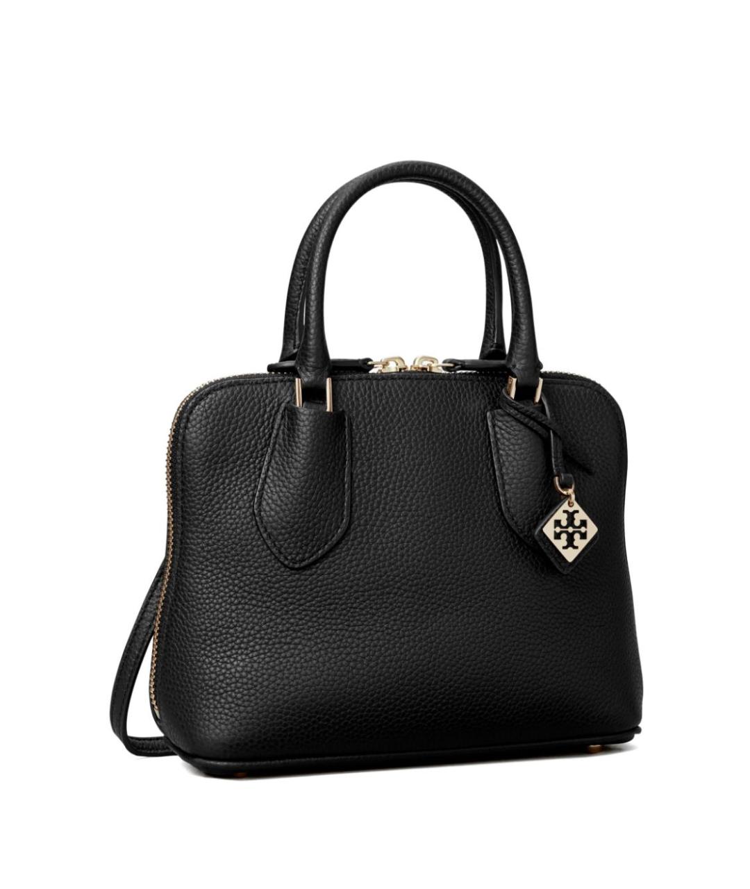 TORY BURCH Черная кожаная сумка с короткими ручками, фото 5