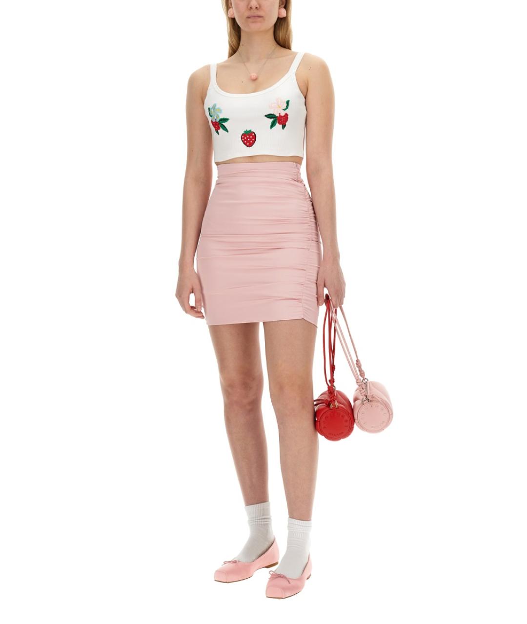 FIORUCCI Розовая полиэстеровая юбка мини, фото 2