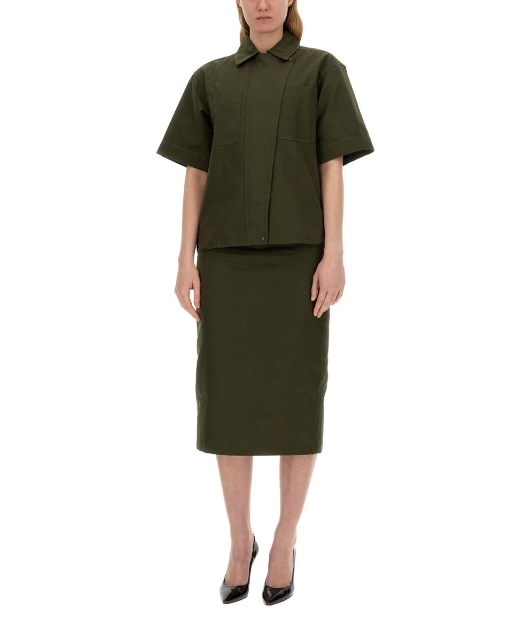 MAX MARA Хаки хлопковая юбка миди, фото 2