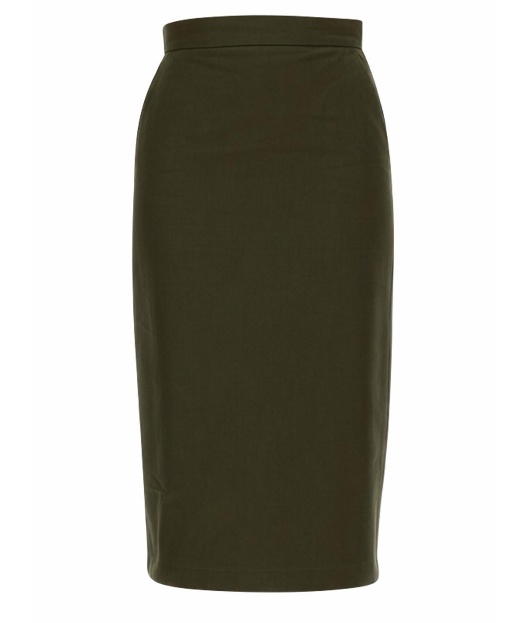 MAX MARA Хаки хлопковая юбка миди, фото 1