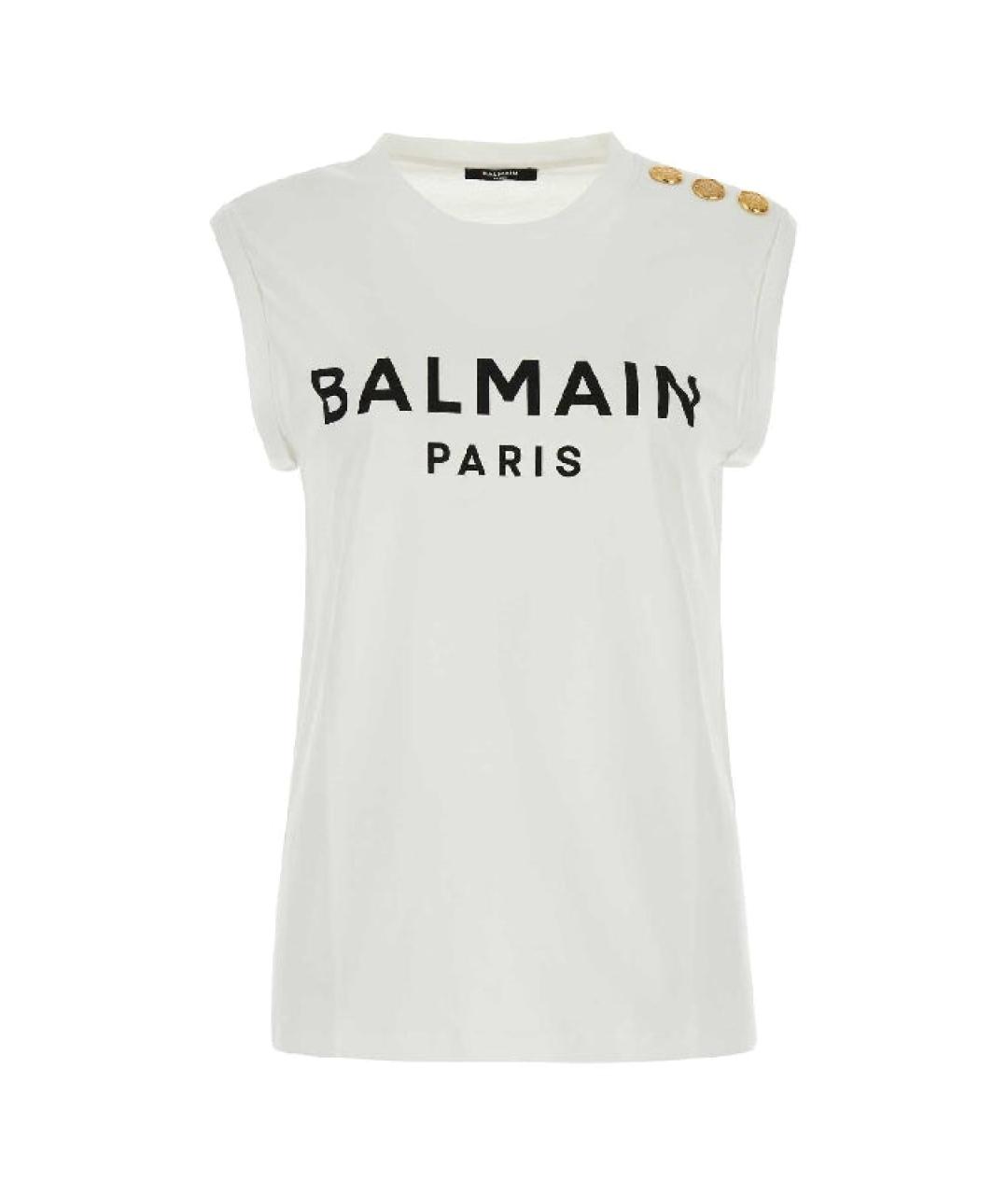 BALMAIN Белая хлопковая майка, фото 1