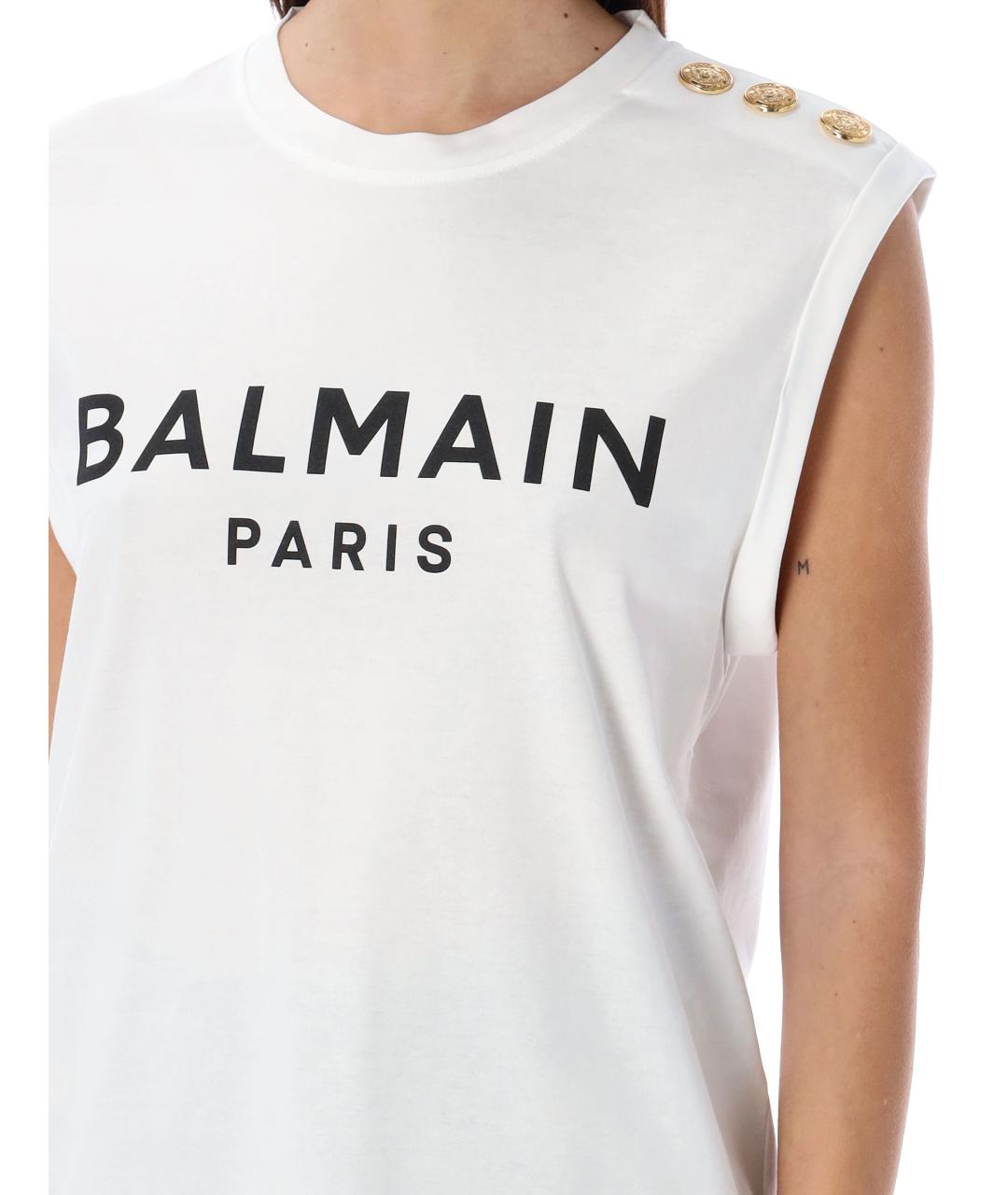 BALMAIN Белая хлопковая майка, фото 4