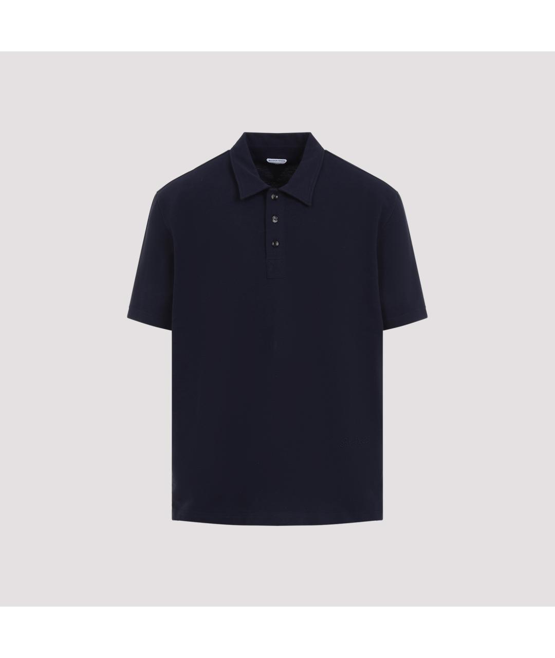 BOTTEGA VENETA Темно-синее хлопковое поло с коротким рукавом, фото 2