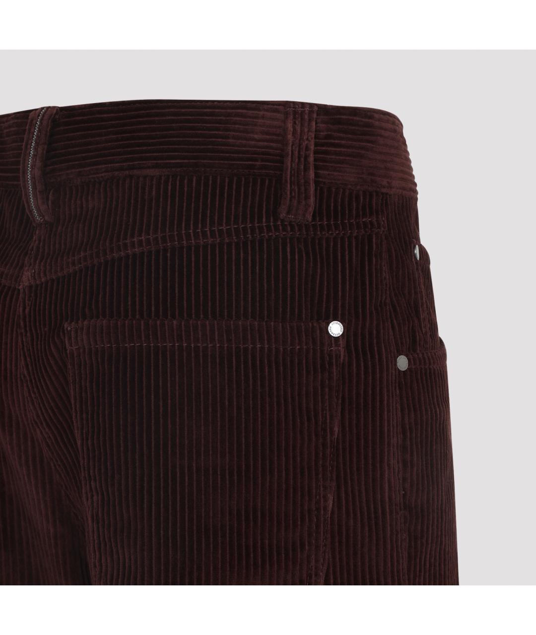 BRUNELLO CUCINELLI Бордовые хлопковые прямые брюки, фото 3