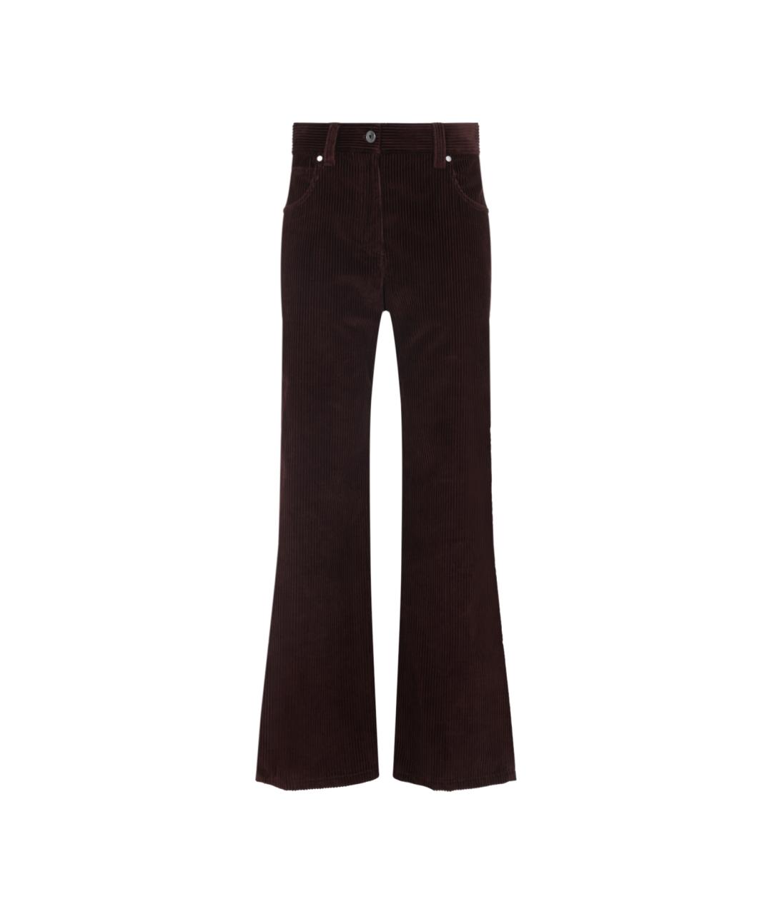 BRUNELLO CUCINELLI Бордовые хлопковые прямые брюки, фото 1