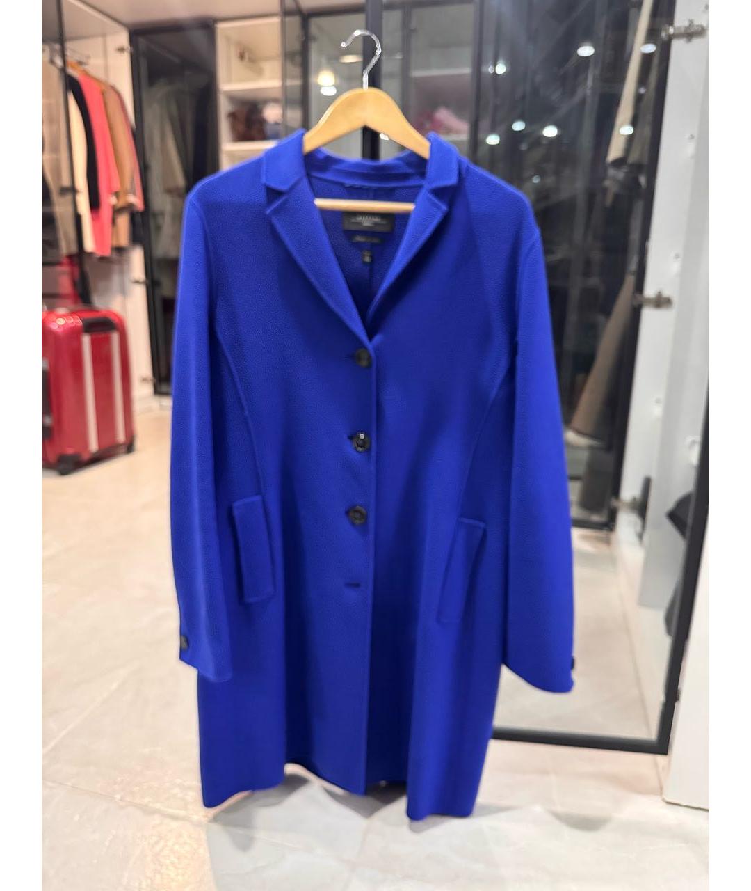 WEEKEND MAX MARA Синее шерстяное пальто, фото 8