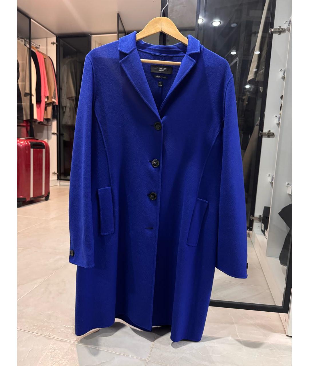 WEEKEND MAX MARA Синее шерстяное пальто, фото 7