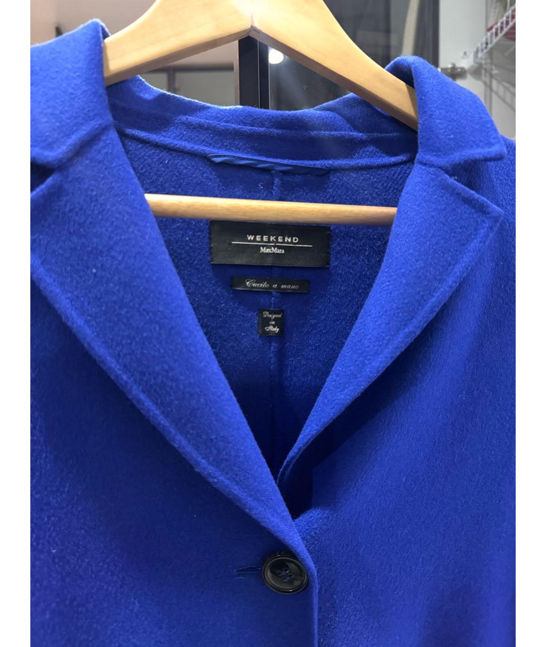 WEEKEND MAX MARA Синее шерстяное пальто, фото 3