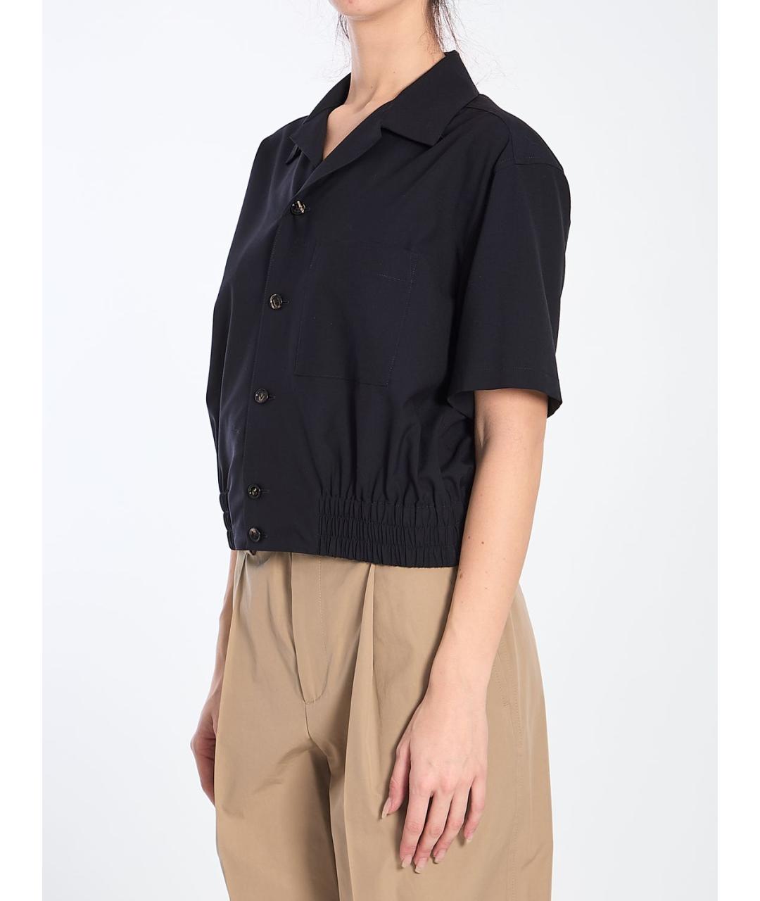 BOTTEGA VENETA Темно-синяя шерстяная блузы, фото 3