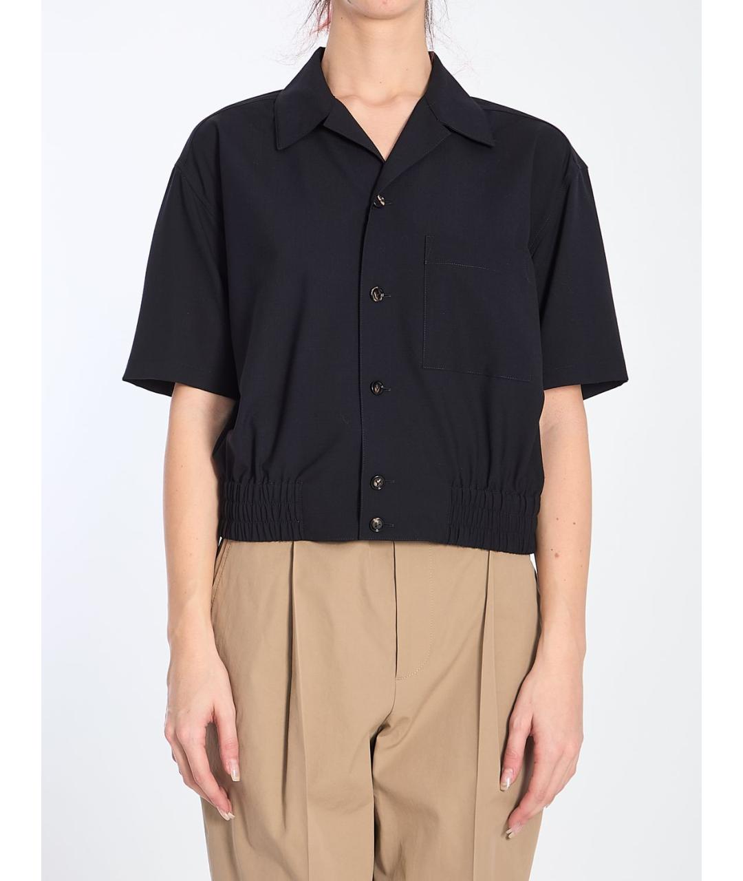 BOTTEGA VENETA Темно-синяя шерстяная блузы, фото 2