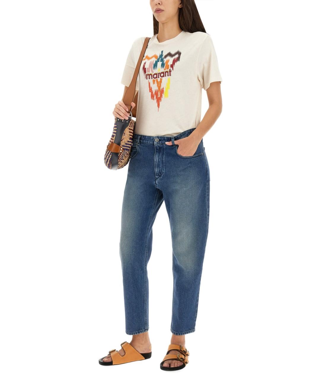 ISABEL MARANT Синие хлопковые прямые брюки, фото 2