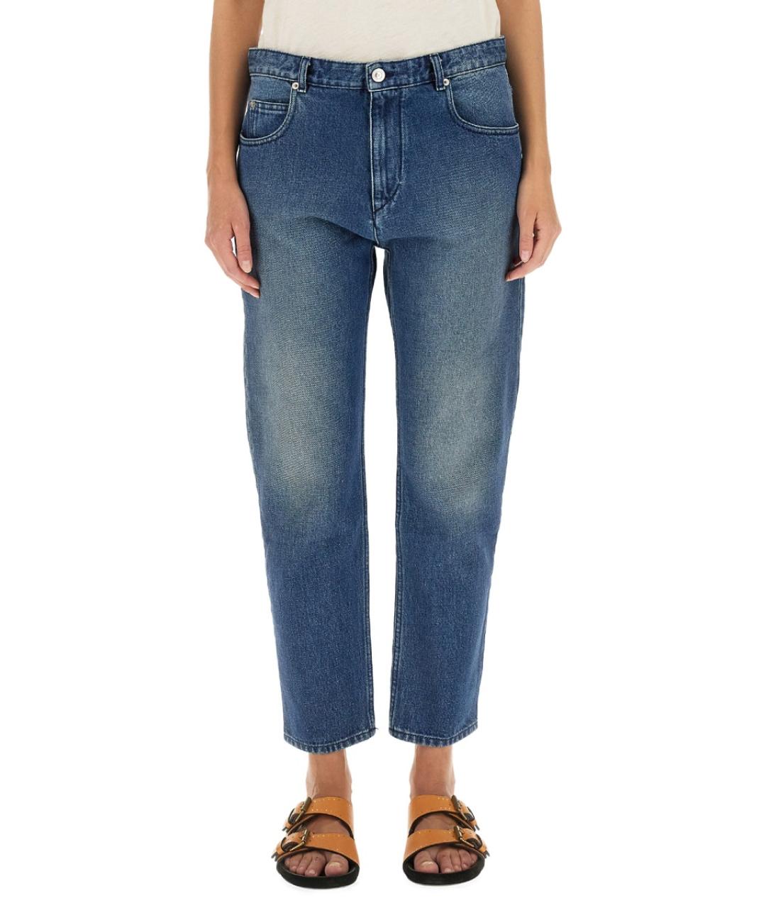 ISABEL MARANT Синие хлопковые прямые брюки, фото 5