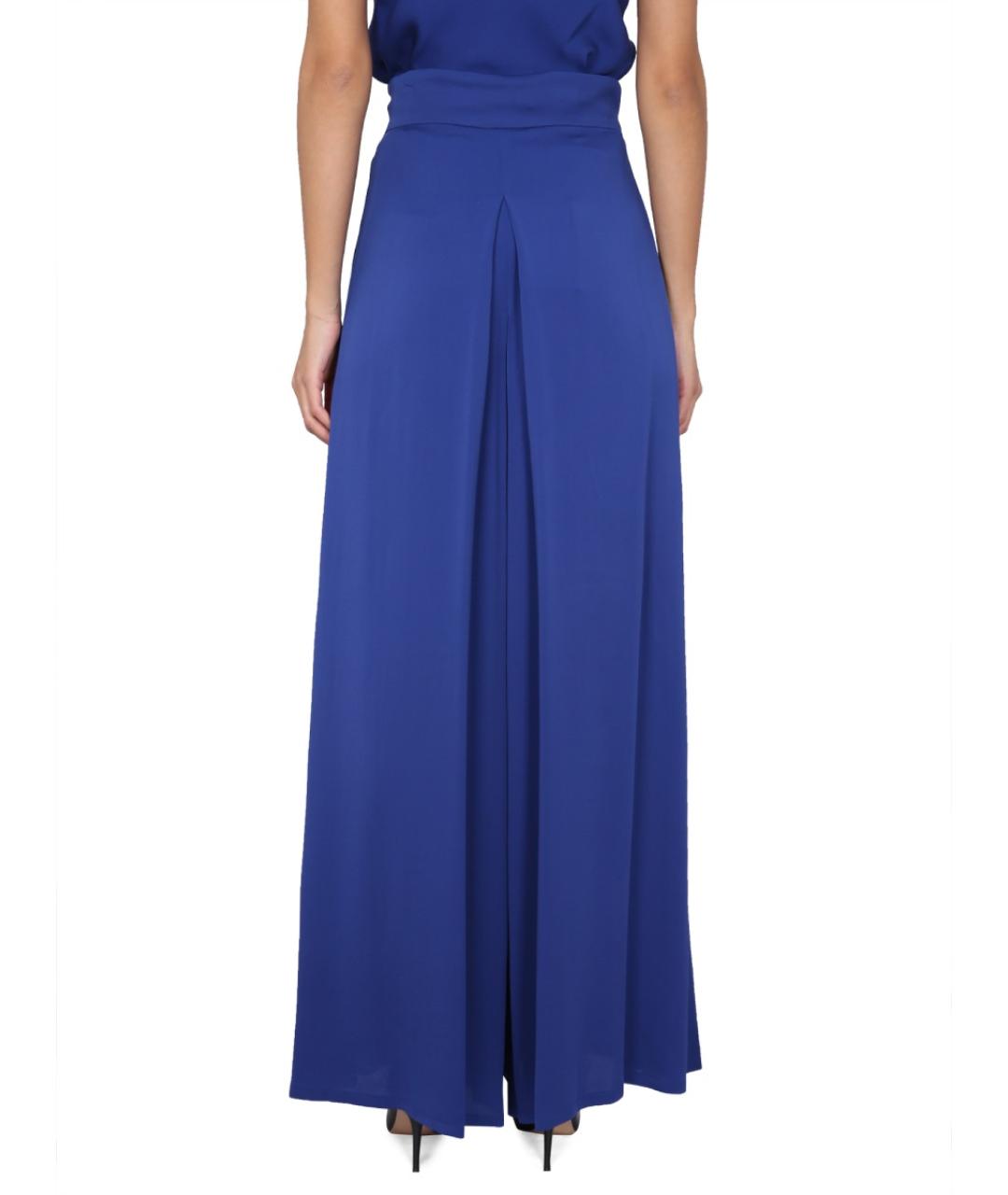 MAX MARA Синие шелковые прямые брюки, фото 5