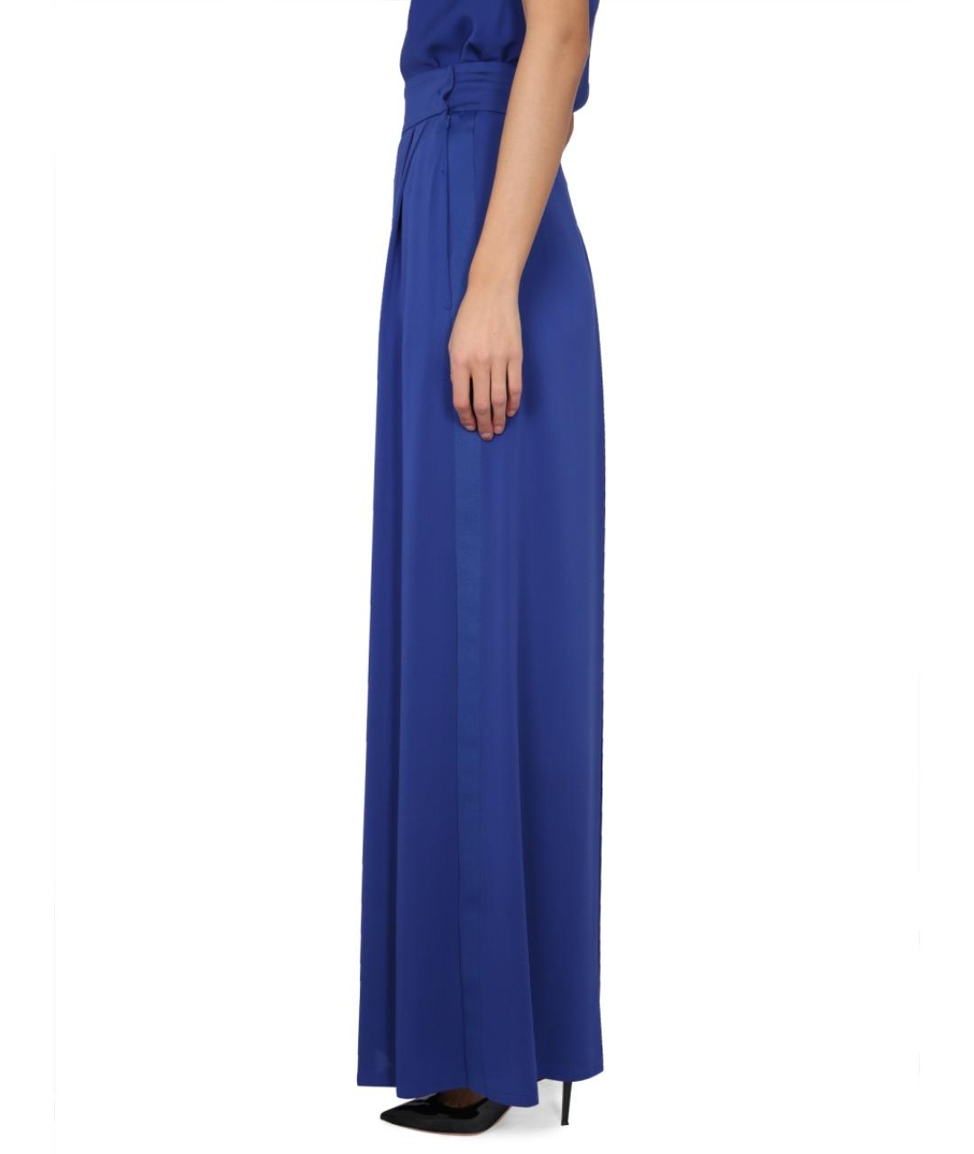 MAX MARA Синие шелковые прямые брюки, фото 4
