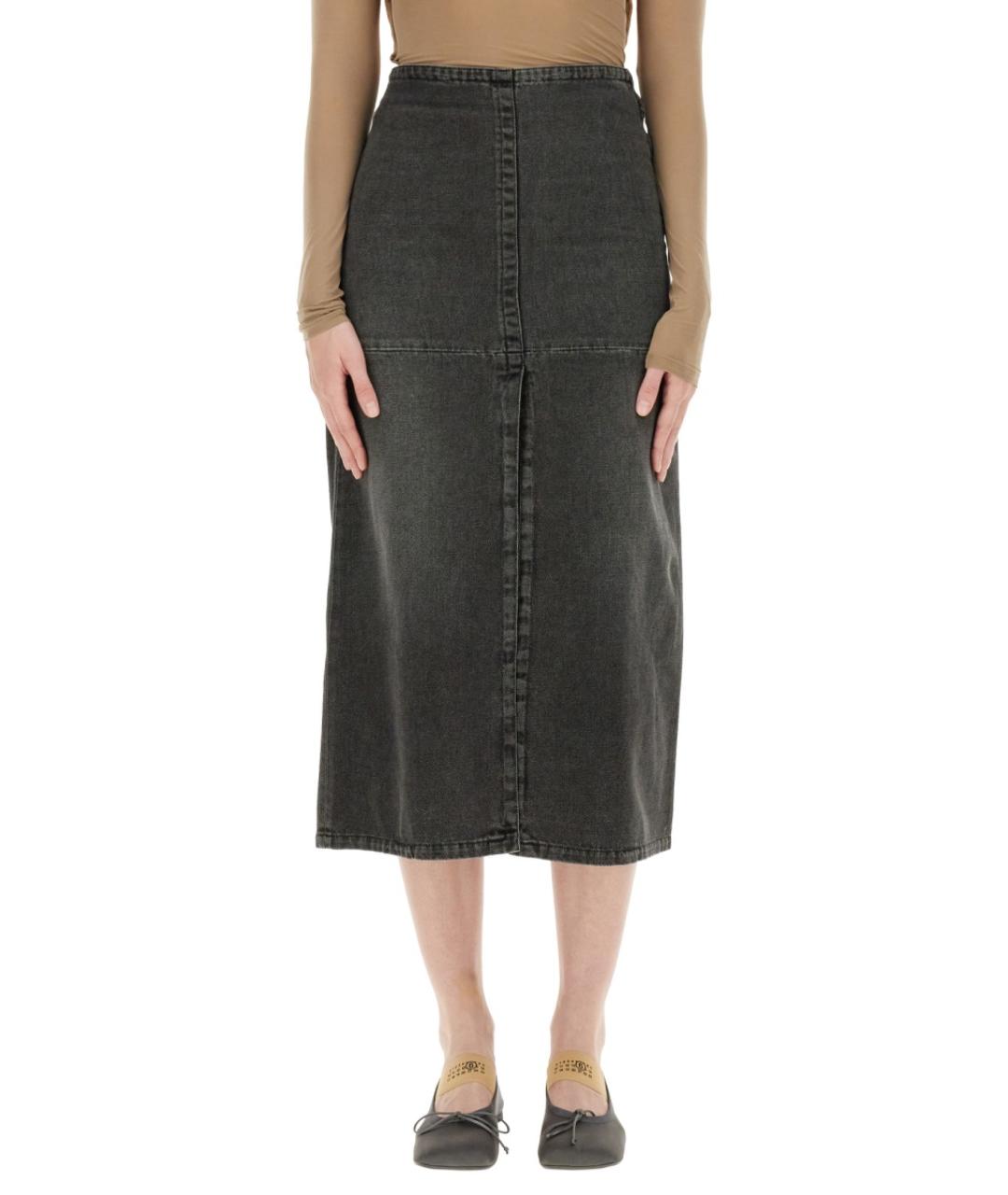 MM6 MAISON MARGIELA Серая хлопковая юбка миди, фото 5