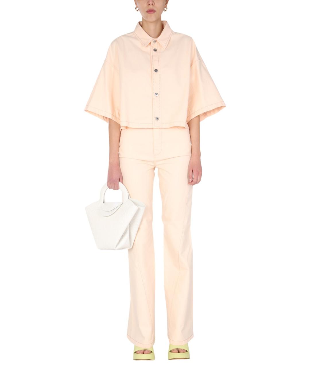 BOTTEGA VENETA Розовые хлопковые джинсы клеш, фото 2