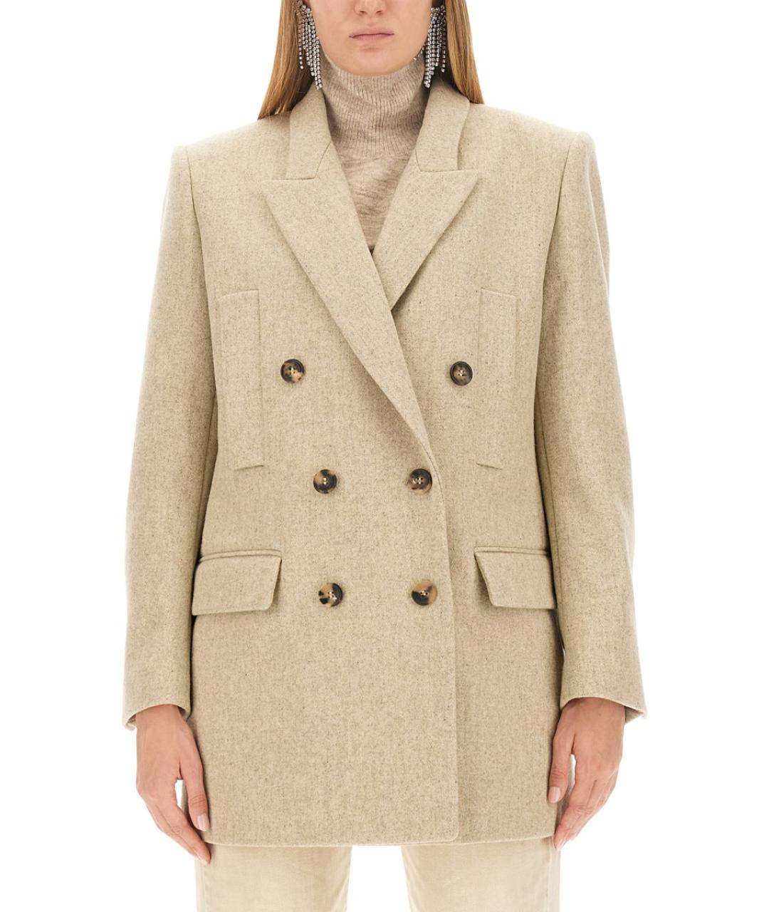 ISABEL MARANT Бежевый шерстяной жакет/пиджак, фото 2