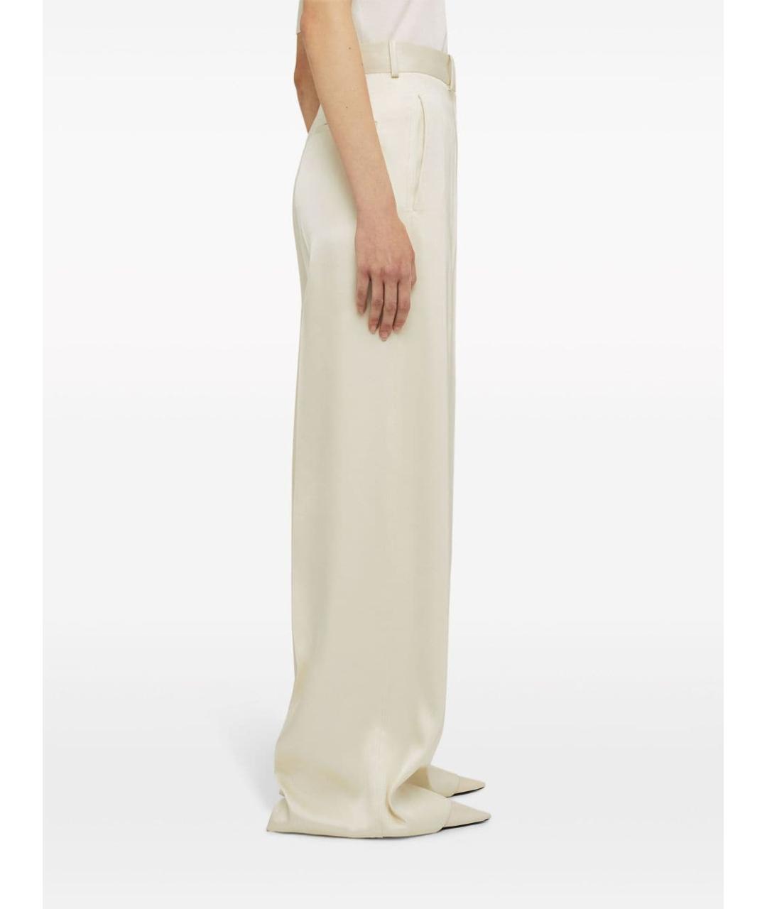 JIL SANDER Белые вискозные прямые брюки, фото 4