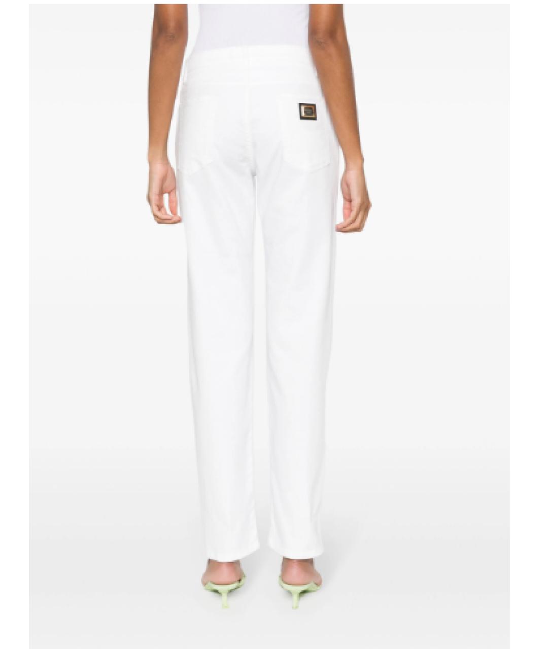 DOLCE&GABBANA Белые хлопковые прямые брюки, фото 3