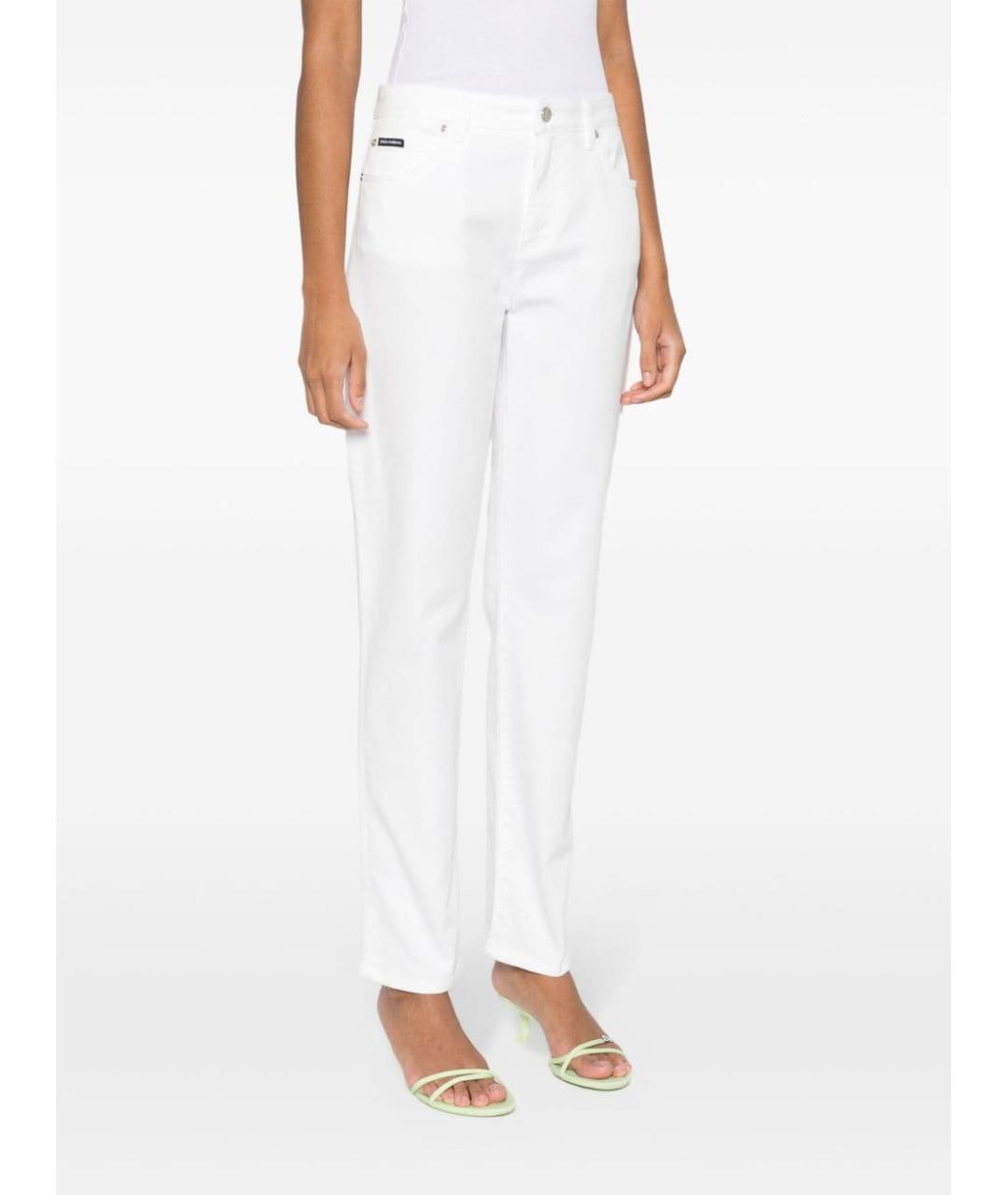 DOLCE&GABBANA Белые хлопковые прямые брюки, фото 2