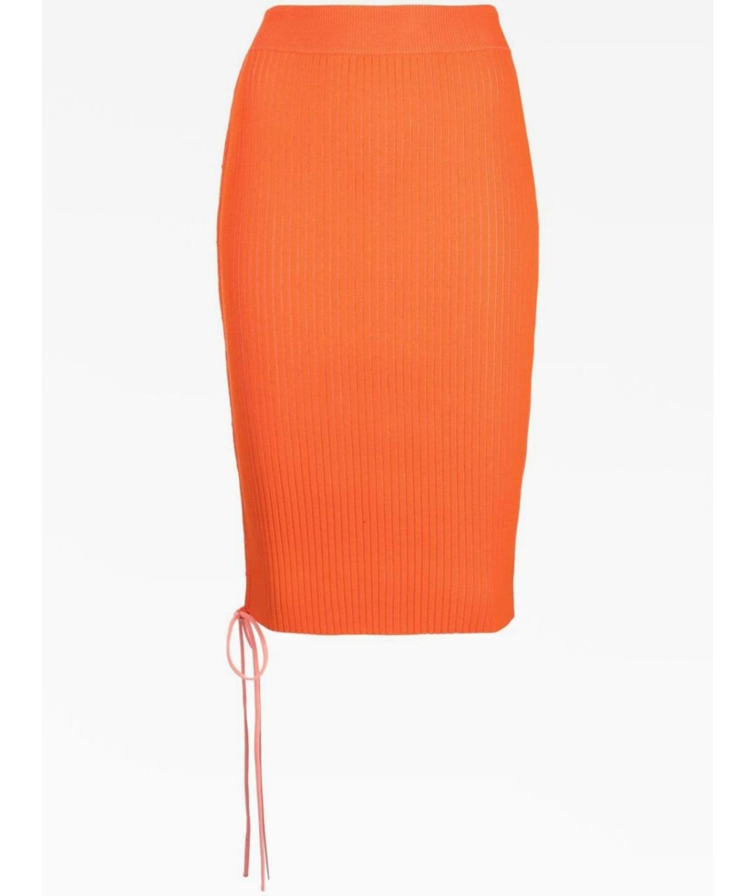 OFF-WHITE Оранжевая вискозная юбка миди, фото 1