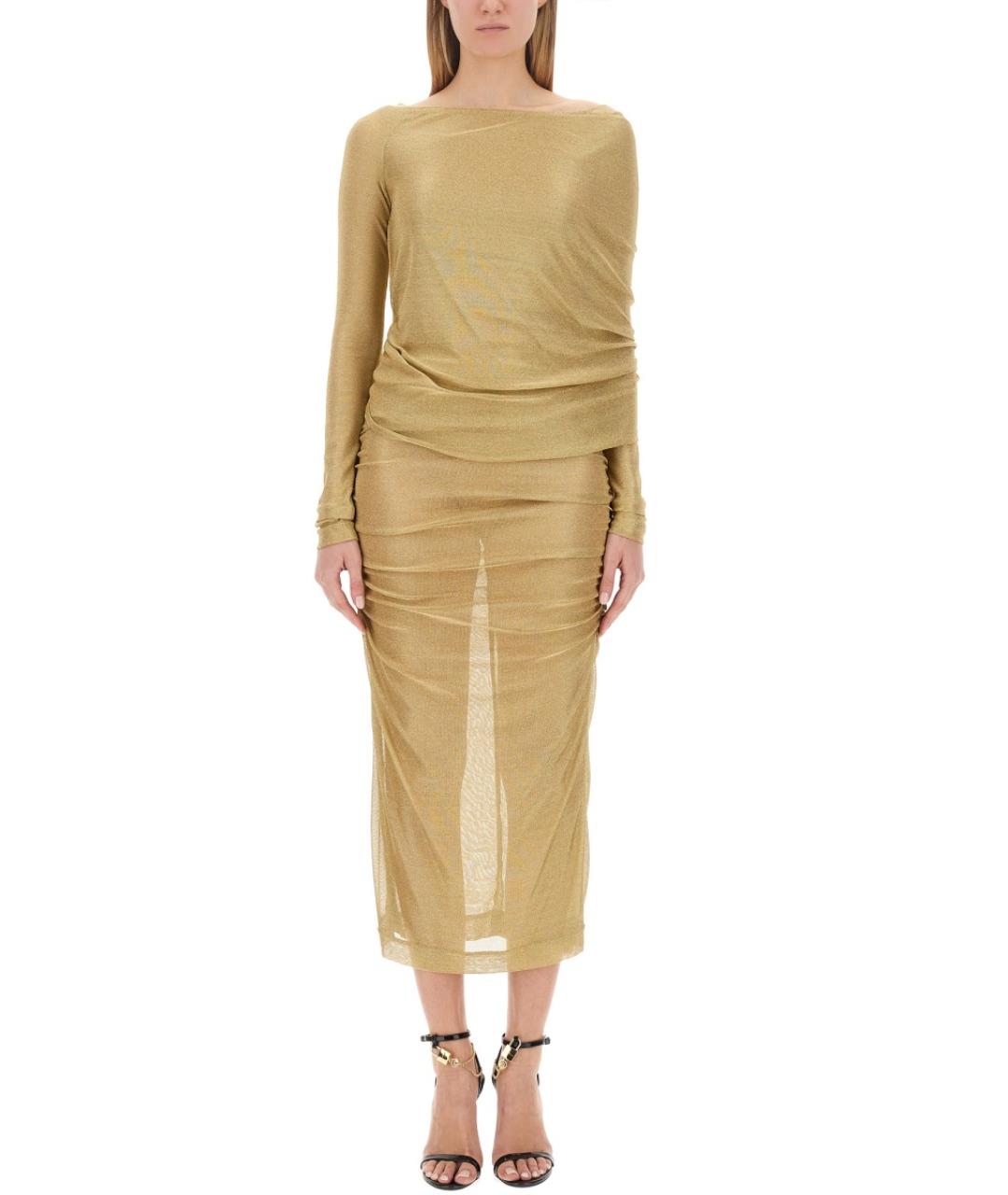 DOLCE&GABBANA Золотое вискозное вечернее платье, фото 2