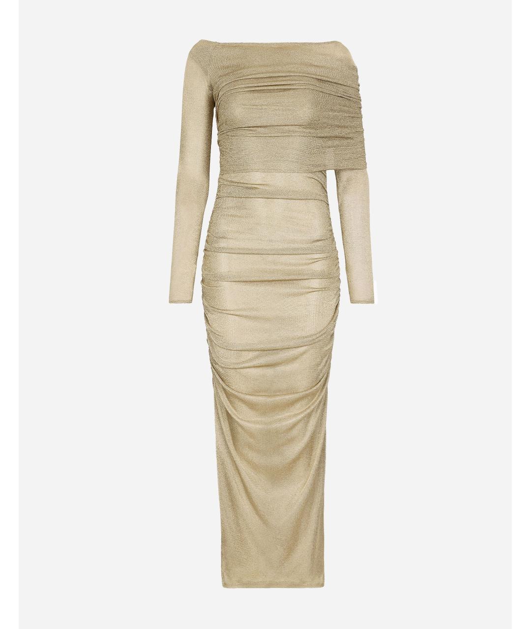 DOLCE&GABBANA Золотое вискозное вечернее платье, фото 6