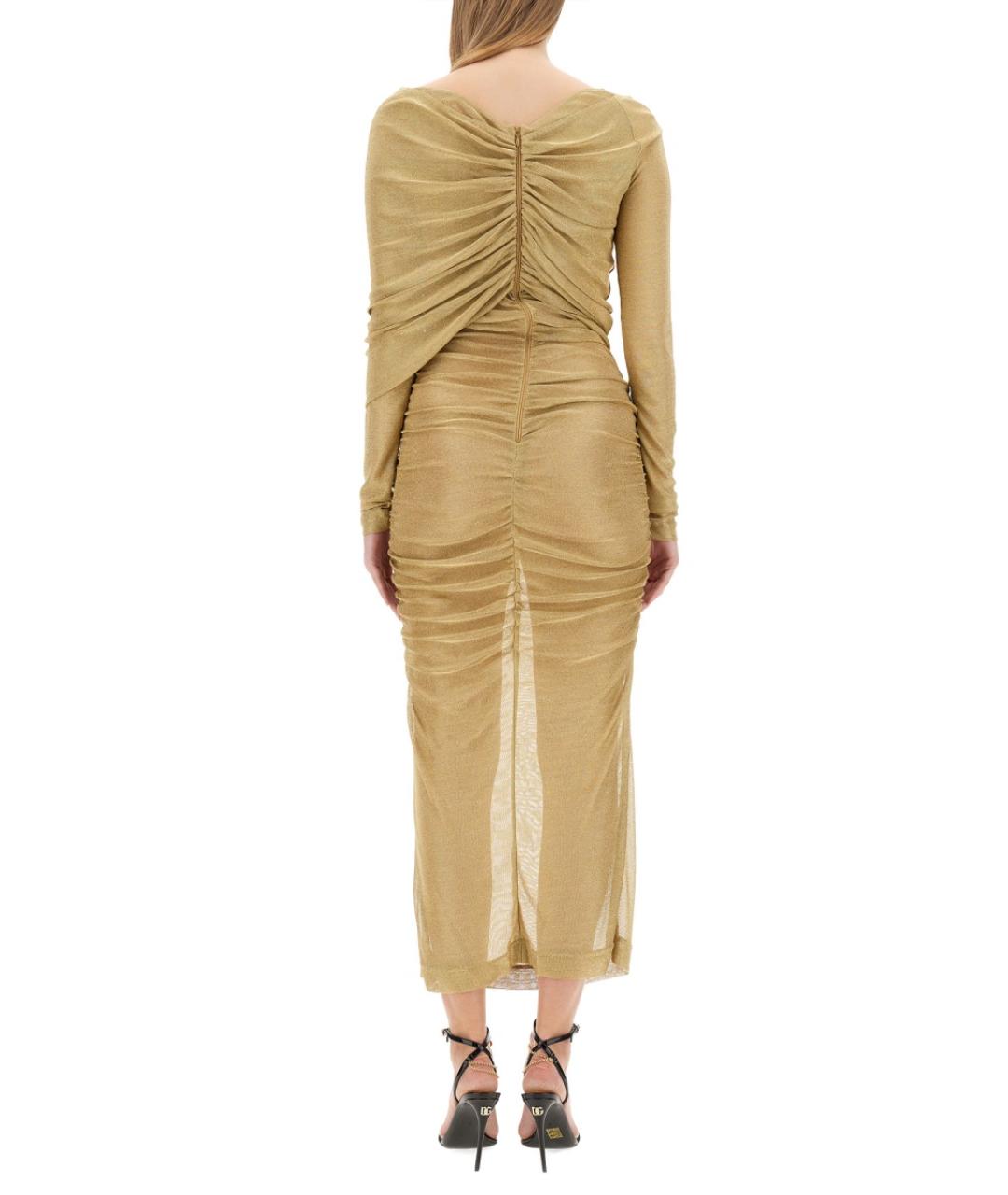 DOLCE&GABBANA Золотое вискозное вечернее платье, фото 4