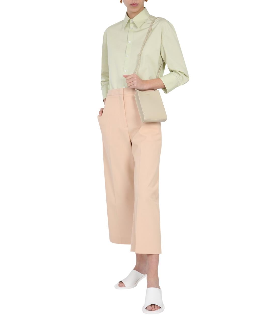 JIL SANDER Розовые хлопковые прямые брюки, фото 2