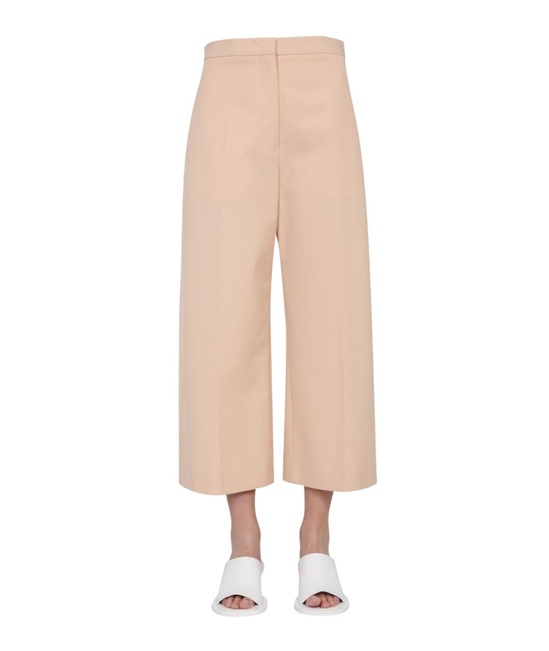 JIL SANDER Розовые хлопковые прямые брюки, фото 1