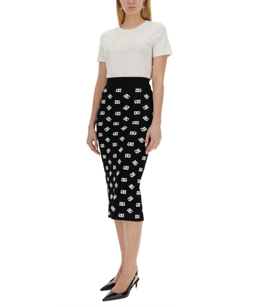 DOLCE&GABBANA Черная полиэстеровая юбка миди, фото 2