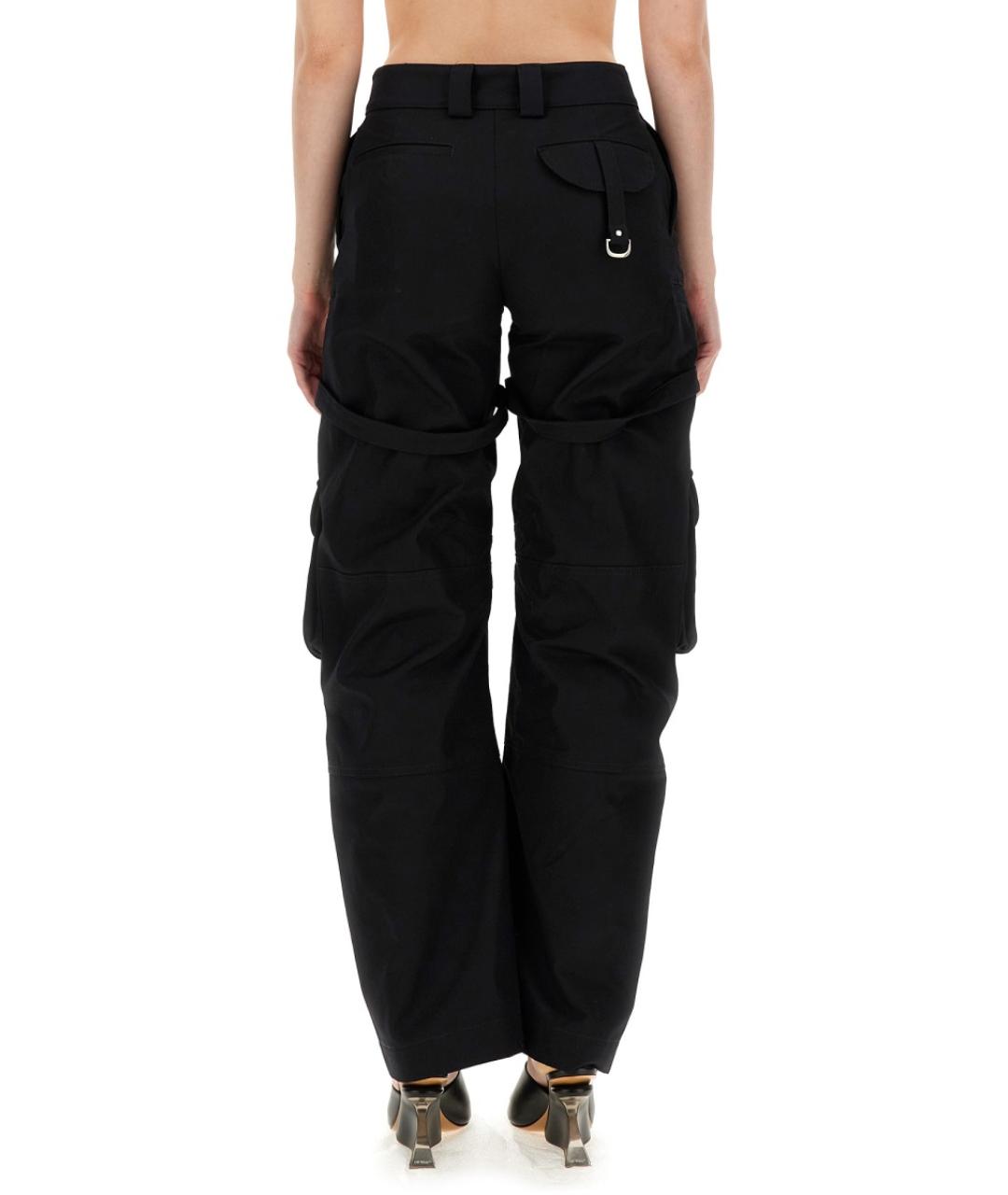 OFF-WHITE Черные хлопковые прямые брюки, фото 3