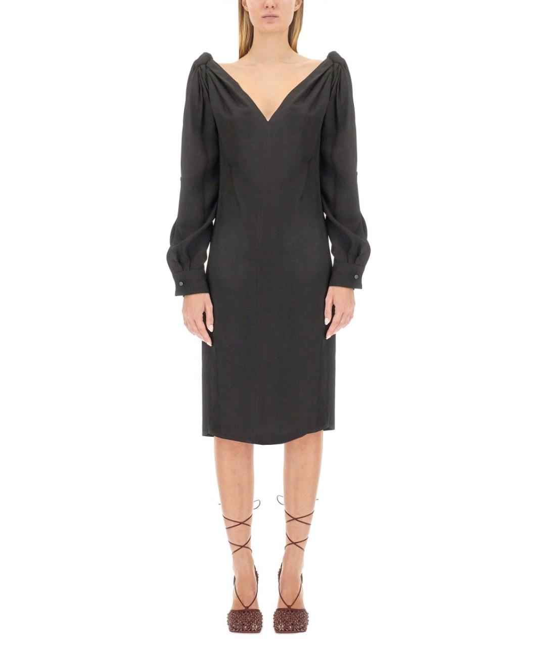 BOTTEGA VENETA Черное вискозное повседневное платье, фото 2