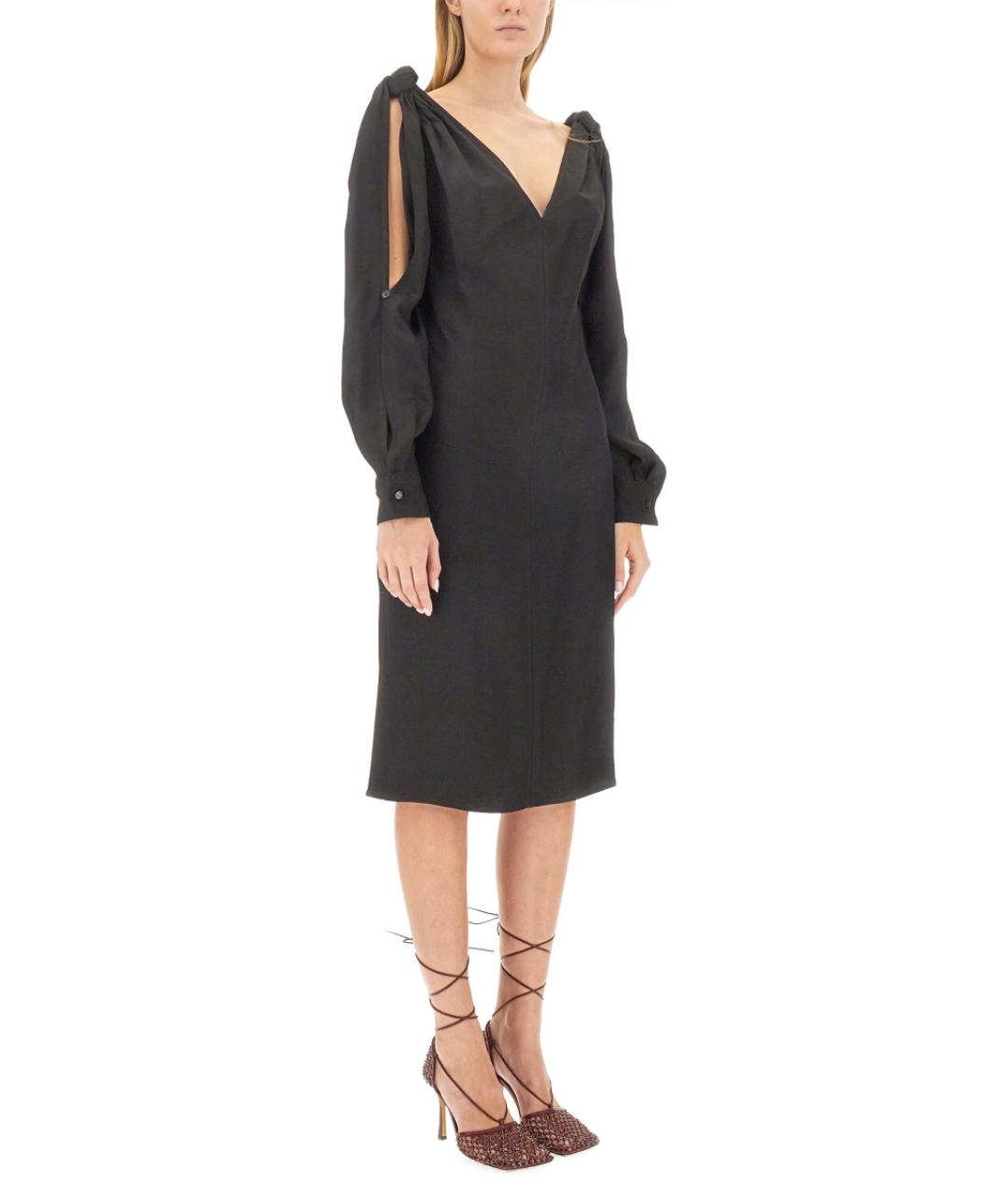 BOTTEGA VENETA Черное вискозное повседневное платье, фото 3