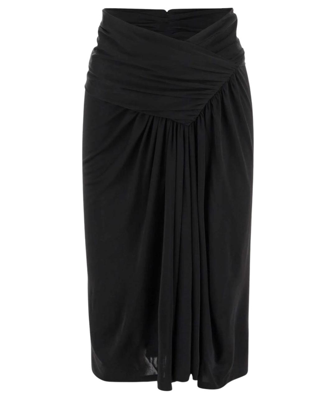 SAINT LAURENT Черная вискозная юбка миди, фото 1