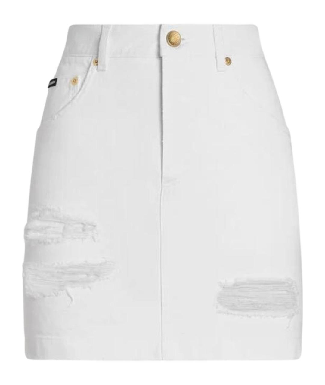 DOLCE&GABBANA Белая хлопковая юбка миди, фото 1