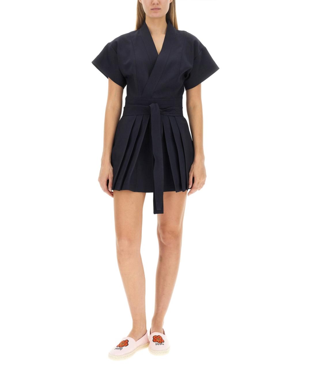 KENZO Синее шерстяное повседневное платье, фото 2