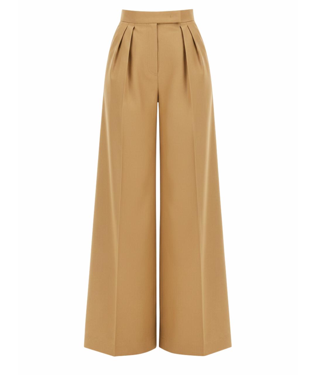 MAX MARA Бежевые хлопковые прямые брюки, фото 1