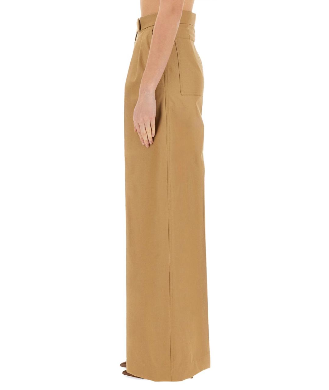 MAX MARA Бежевые хлопковые прямые брюки, фото 4