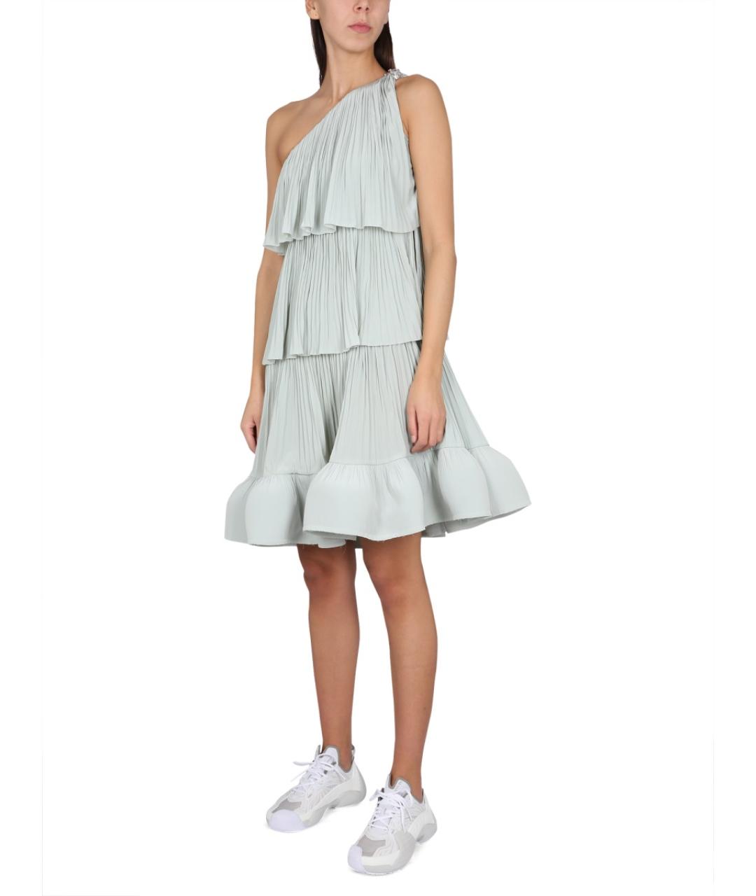 LANVIN Бирюзовое полиэстеровое повседневное платье, фото 3